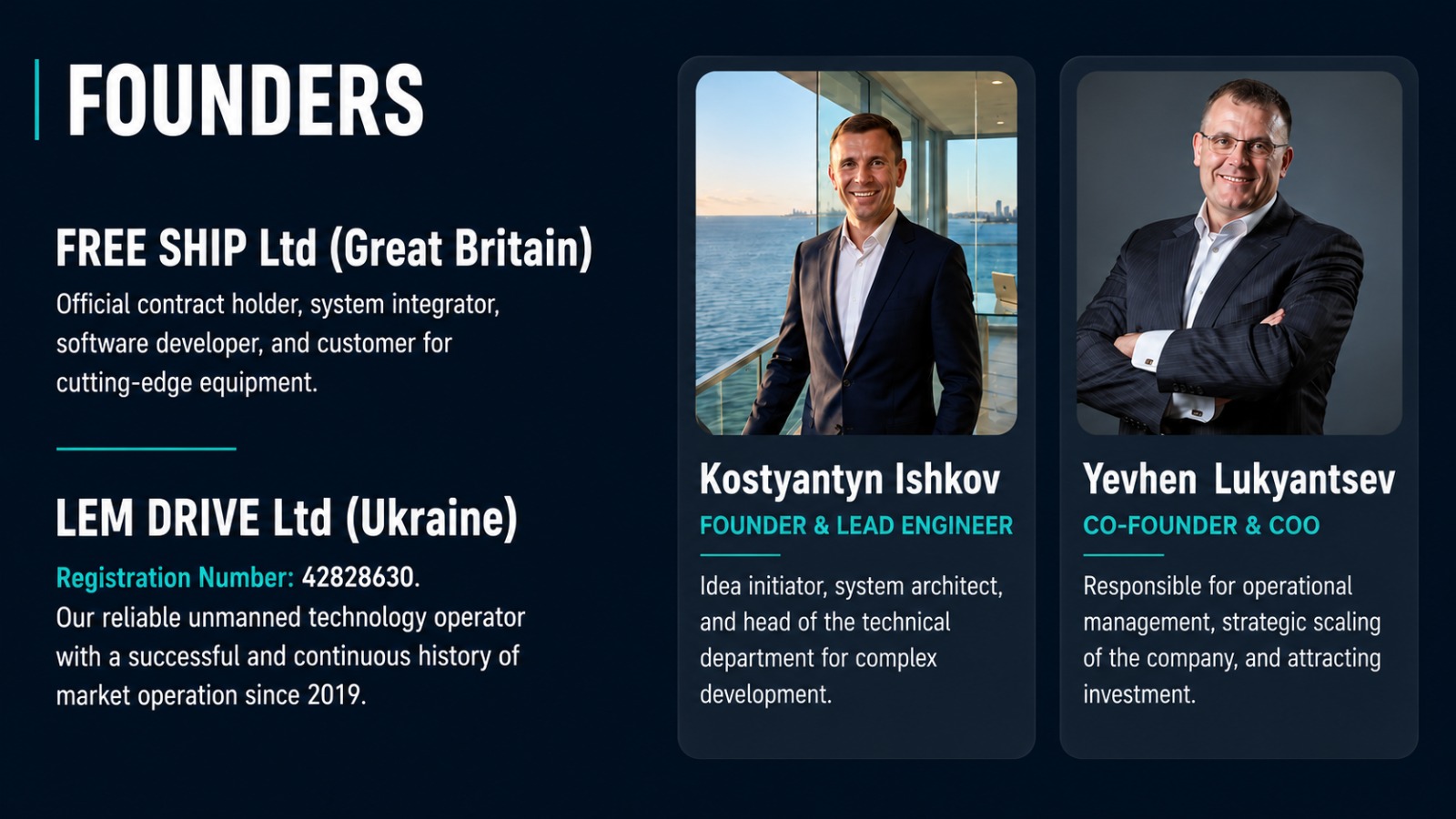 Free Ship founders Kostyantyn Ishkov and Yevhen Lukyantsev